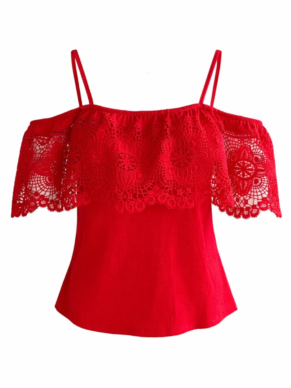Bold & Beautiful Red Lace Blouse ✨ Off-Shoulder Statement Top | MEDIUM